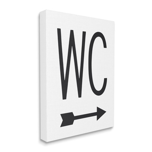 Stupell Industries WC Arrow Pointing Right Minimal Bathroom Typography, 24 x 30, Designed by Lettered and Lined