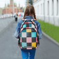 thumbnail image 6 of FORMRS Unisex Backpack Elementary School Travel Bookbag with Reflective Stripes, Pink Checkered Pattern, 6 of 7