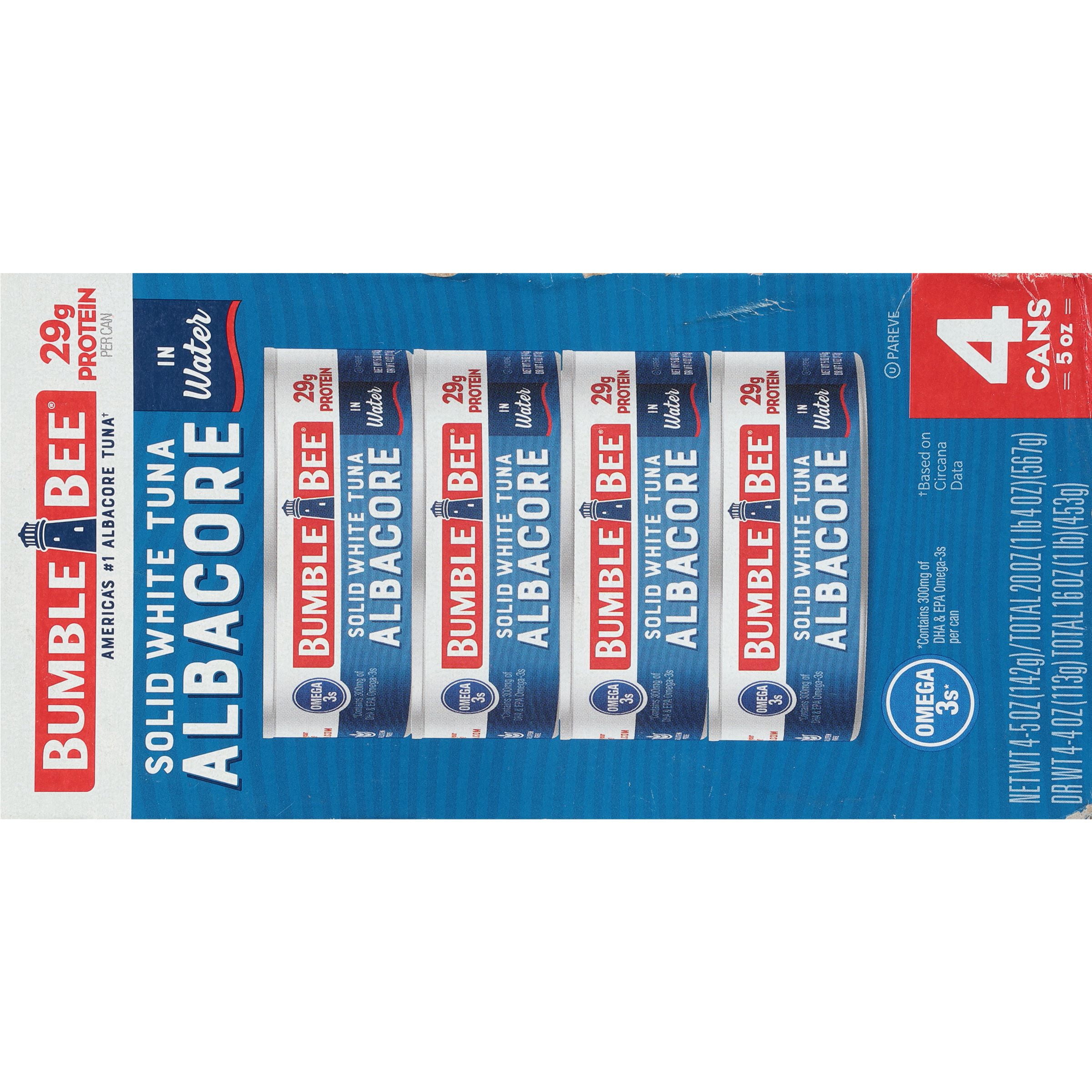 (6 pack) (4 Cans) Bumble Bee Solid White Albacore Tuna in Water, 5 oz