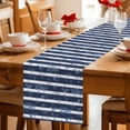 thumbnail image 5 of Nautical Striped Table Runner 48 Inches, Summer Coastal Ocean Navy Blue White Bed Runner Dresser Scarves Tabletop for Indoor Outdoor Parties/Ceremony/Banquet, 13" x 48", 5 of 9