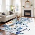 thumbnail image 2 of 5'x7' Area Rugs for Living Room Bedroom, Teal Blue Eucalyptus Washable Rug Carpet Runner Indoor Outdoor, Spring Farmhouse Floral Leaves Non Slip Floor Mats Area Rug for Kitchen, Nursery, 2 of 8