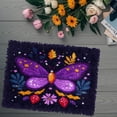 thumbnail image 5 of DIY Latch Hook Rug Kits Cartoon Butterfly and Flower Christmas Background Stamped Non-slip Mat Crocheting Yarn Hook and Latch Emboridery Tapestry for Home Floor Decor and Pet Warm Cushion 52x38cm(7), 5 of 7