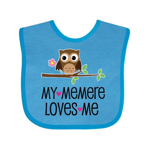 Inktastic My Memere Loves Me Grandchild Owl for Girl Girls Baby Bib