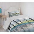thumbnail image 4 of Ambesonne New York Quilted Bedspread Set 2 Pcs, Central Park Forest, Twin Size, Sky Blue and Green, 4 of 6
