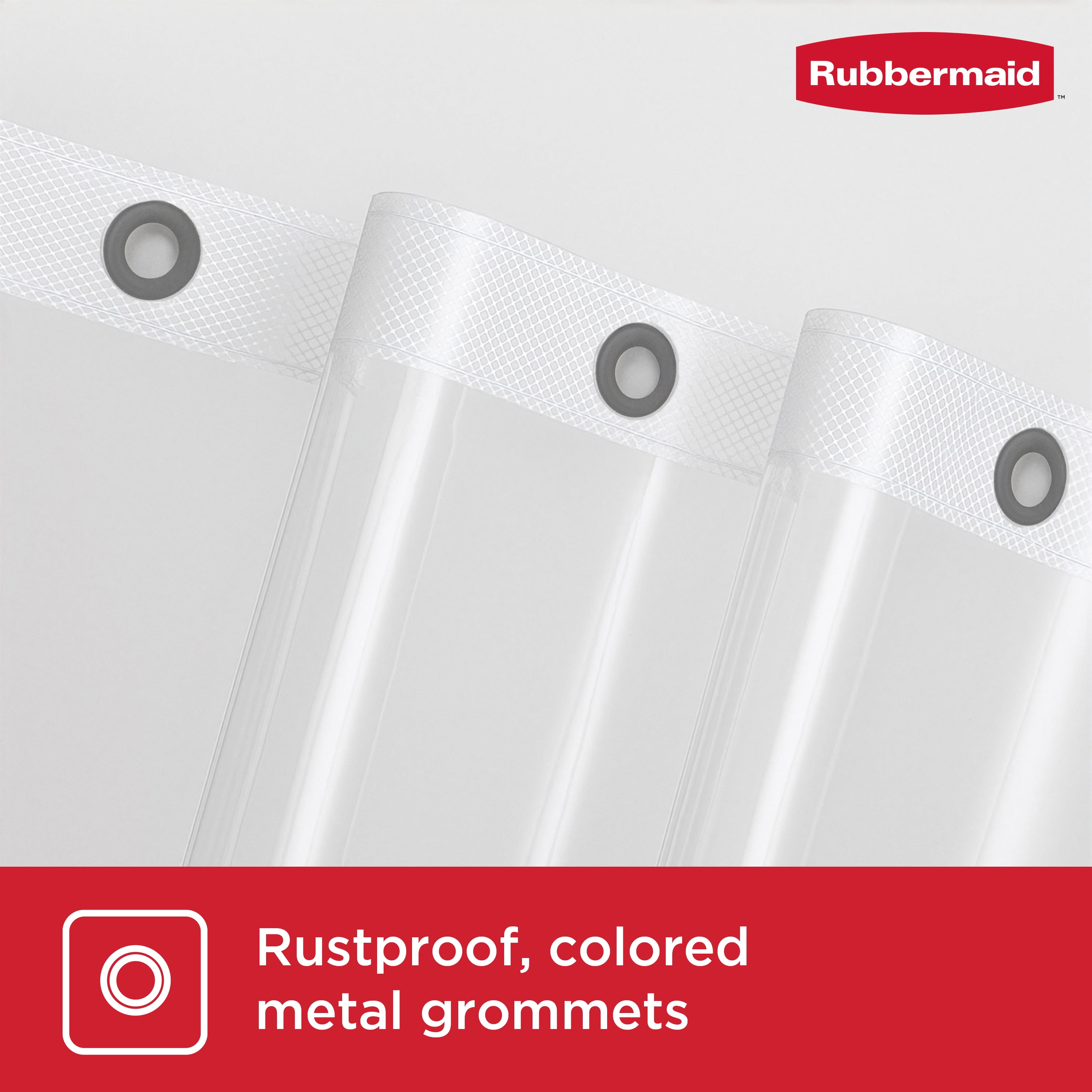 Rubbermaid Clear Heavyweight Waterproof PEVA Shower Curtain Liner, BPA-Free, 70 x 72 inches
