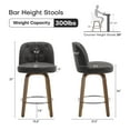 thumbnail image 4 of Foreate Swivel PU Bar Stools Set of 1, 26" Uholstered Leather with Button-tufted Mid-Back & Wood Legs, Modern Chair Kitchen Pub Island Counter Stool, 4 of 10