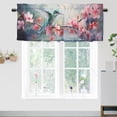thumbnail image 2 of Hummingbirds Flowers Rod Pocket Thermal Insulated Curtain Valance Pink Floral Spring Watercolor Window Treatment for Living Room Bedroom Bathroom 54 by 18 in, 2 Panel, 2 of 6