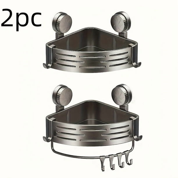 XHSGX Set 2 cestas triangulares ventosas baño montaje esquina pared sin taladrar estante lavabo inodoro