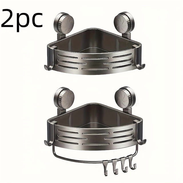 XHSGX Set 2 cestas triangulares ventosas baño montaje esquina pared sin taladrar estante lavabo inodoro