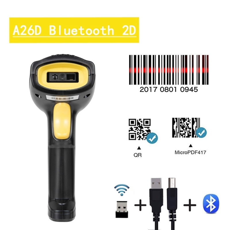 2X Handheld Wireless 1D 2D Scanner Barcode Scanne Wireless Bluetooth 1D 2D QR Code Reader for Supermarket