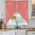 thumbnail image 4 of Pure Coral Red Kitchen Window Curtains, Swag Curtains Valance for Bedroom Living Room Bathroom, Simple Solid Color Rod Pocket Window Treatment Curtain Block Drapes 2 Panels 28"x36", 4 of 9