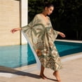 thumbnail image 4 of SEANATIVE Women Plus Size Kaftan Dress Loose Caftan Beach Cover Up Maxi Dress Swimsuit Coverup Soft Breathable Bathing Suit Coverups for Beach Vacation, Hawaii Palm Tree Hibiscus Flower Beige, 4 of 7
