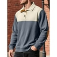 thumbnail image 3 of ZVNAΖH Mens Casual Corduroy Sweatshirt Long Sleeve Stand Collar 1/4 Button Up Pullover Stylish Color Block Fall Polo Sweaters, 3 of 3