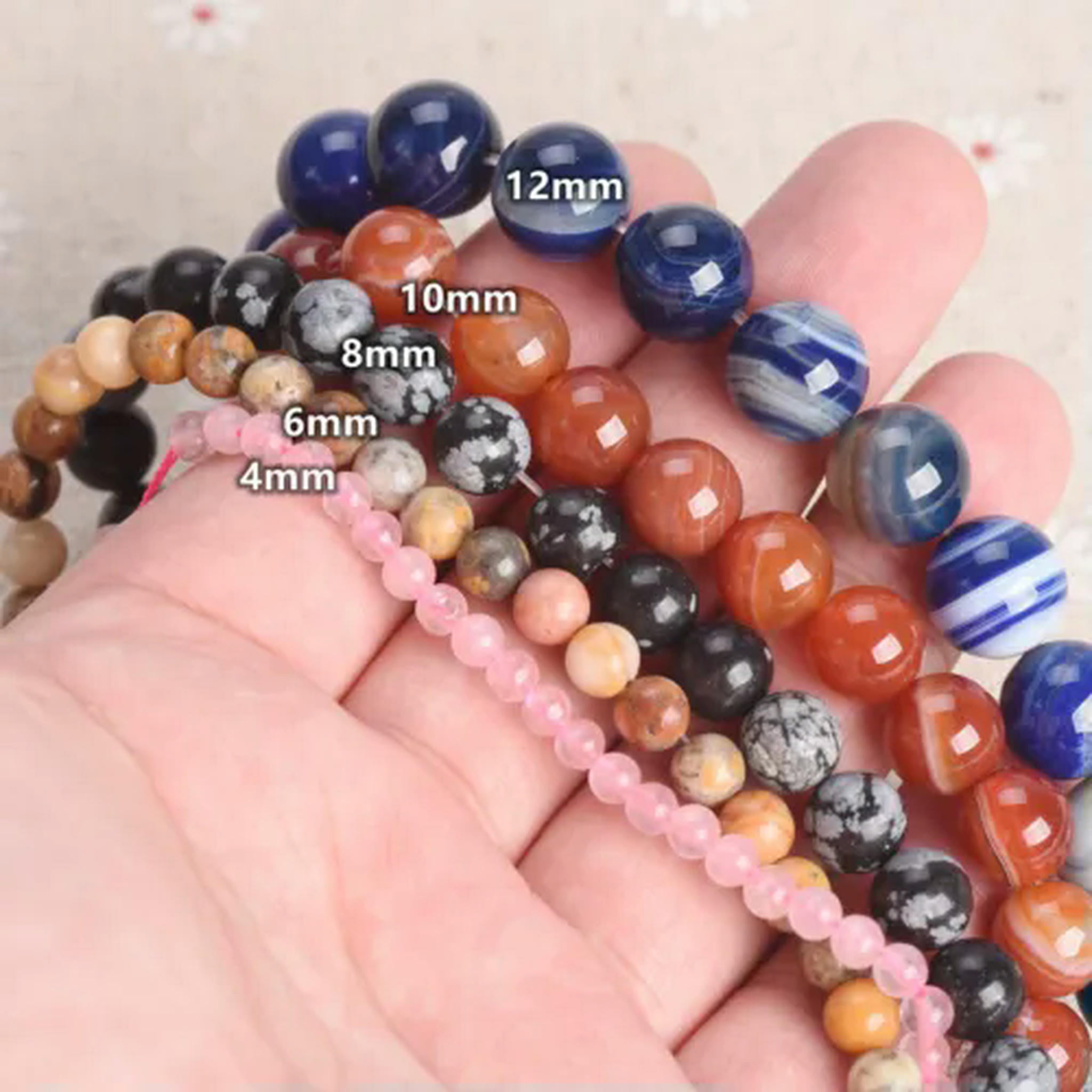 U8MO 1 Strand Round 4mm 6mm 8mm 10mm 12mm Natural Stone Rock Gemstone Beads Lot-Black Lace Agate-6mm (61~63pcs)