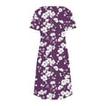 thumbnail image 5 of Uaswgudfs Women's Short Sleeve V-Neck Midi Dress​ - Summer Casual Floral Embellishment & Pockets, Knee-Length Soft Fabric & Versatile Style Purple S, 5 of 7