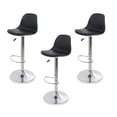thumbnail image 1 of Sillas para Bar y Barra de Cocina con Respaldo y Reposapies de Altura Ajustable Banco Taburete Giratorio con Asiento Acolchado de Diseño Moderno Set 3 Piezas Negro, 1 of 6