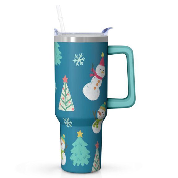 40 oz Christmas Day Reindeer Tumbler with Handle and Straw, Stainless Steel Insulated Cup 40 oz, Leak Proof Holiday Mug, Gift Ideas