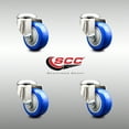 thumbnail image 2 of 3.5 Inch 316SS Blue Polyurethane Wheel Swivel Bolt Hole Caster Set SCC, 2 of 2