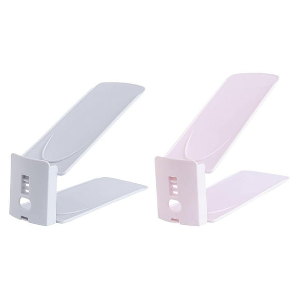 Organizador de almacenamiento para zapatos de doble capa de 2 piezas para adultos y niños gris y rosa