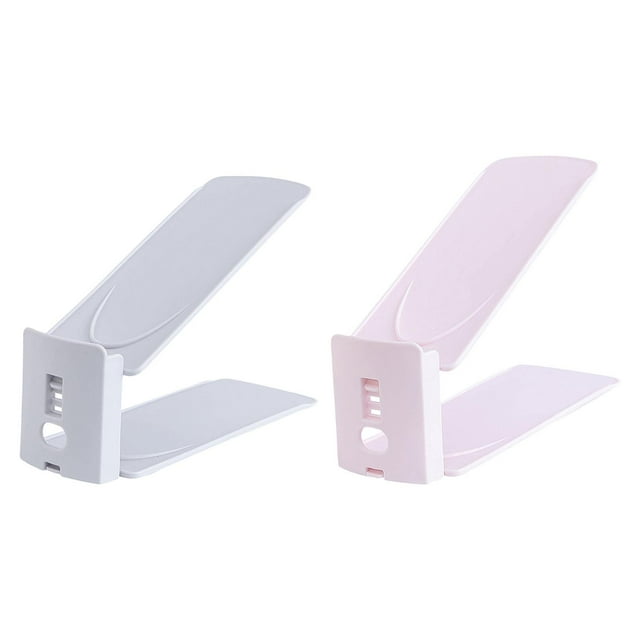Soporte de exhibición de Zapatos Sunnimix 2 uds organizador elevador para sala de estar dormitorio sandalias de cuero gris y rosa