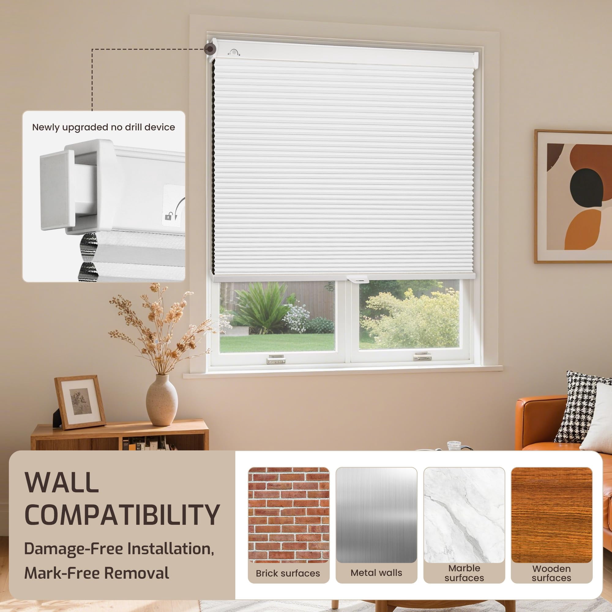 No Drill Tools Cordless Cellular Shades Blackout Honeycomb Blinds For Indoor Windows Uv Protection Privacy Home Door Customer Customization