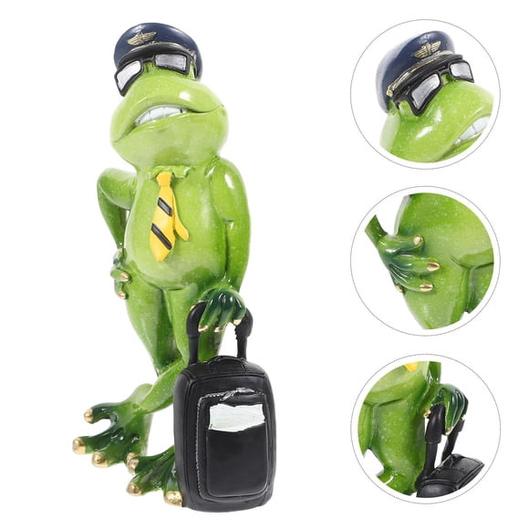 USHOBE Frog Resin Statue Decoration Green Frog Figurine 1Pack for Table Adornment