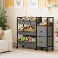 thumbnail image 4 of Kids Toy Organizers and Storage Bins - 7 Storage Bins + 2 Fabric Drawers + 1 Bookshelf, Playroom Storage, Mobile Cart Organizer for Toy, Clothes, Blankets and Books - Black, 4 of 7