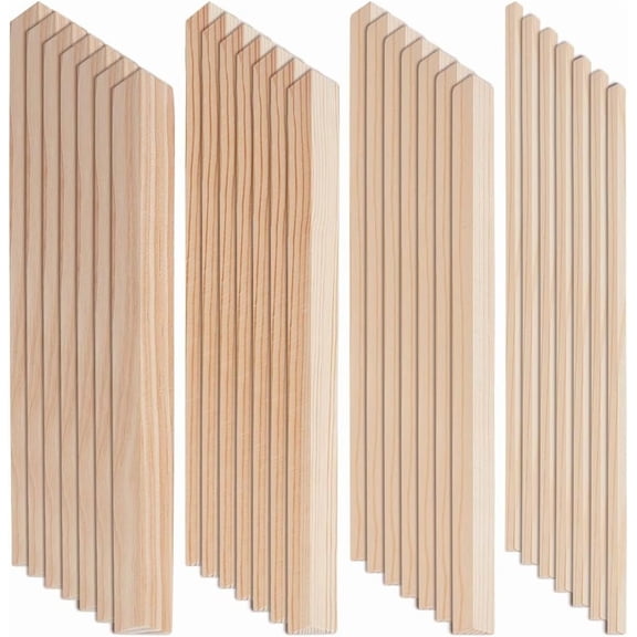 24Pcs 4 Sizes Triangle Wood Sticks 9.8 Inch Long Unfinished Wooden Dowel Rod Triangle Dowels Strips 10/12/15/17mm Hardwood Dowel Sticks DIY Crafts Sticks
