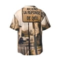 thumbnail image 4 of Balery Rustic French Signpost Men's Casual Button Down Shirt Short Sleeve Textured Summer Cuban Beach Shirts-Small, 4 of 7