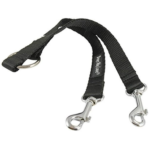 10" Long Nylon 2Way Double Dog Leash Two Dog Coupler Black 4 Sizes