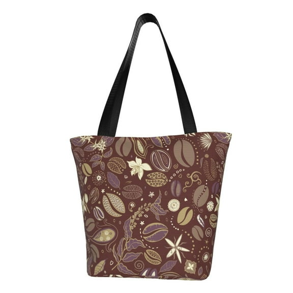 Sikiie Coffee and Flowers Shoulder Bag Casual Hobo Crossbody Tote Bag for Women and Men Large Purse Messenger Bag Travel Work