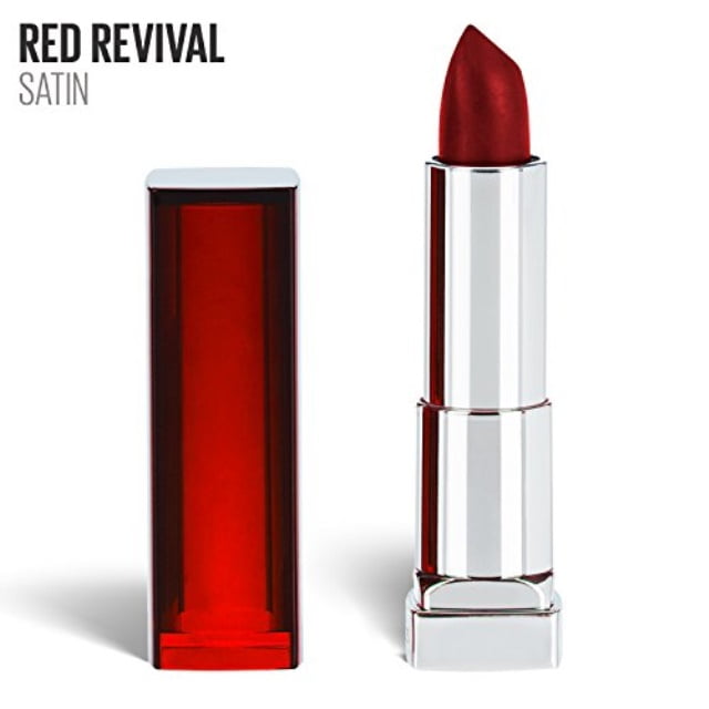 maybelline new york color sensational red lipstick, satin lipstick, red