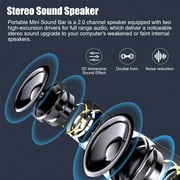 TSV USB Computer Speakers for Desktop or PC, Mini Clip-on Laptop Sound Bar Stereo Wired PC Speakers for TV Desktop Laptop Tablets Monitor Notebook
