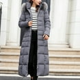 thumbnail image 2 of LYXSSBYX Winter Coats for Women Extended Length Cotton Coat Women's Extended Length Over-the-knee Loose Cold-proof Warm Thickened Hooded Cotton Coat, 2 of 6