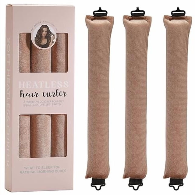 Soft Satin Heatless Hair Curler for Women - Overnight No - Heat Styling Rods, Sleep - In Curls for All Hair Types(3PCS, Khaki)