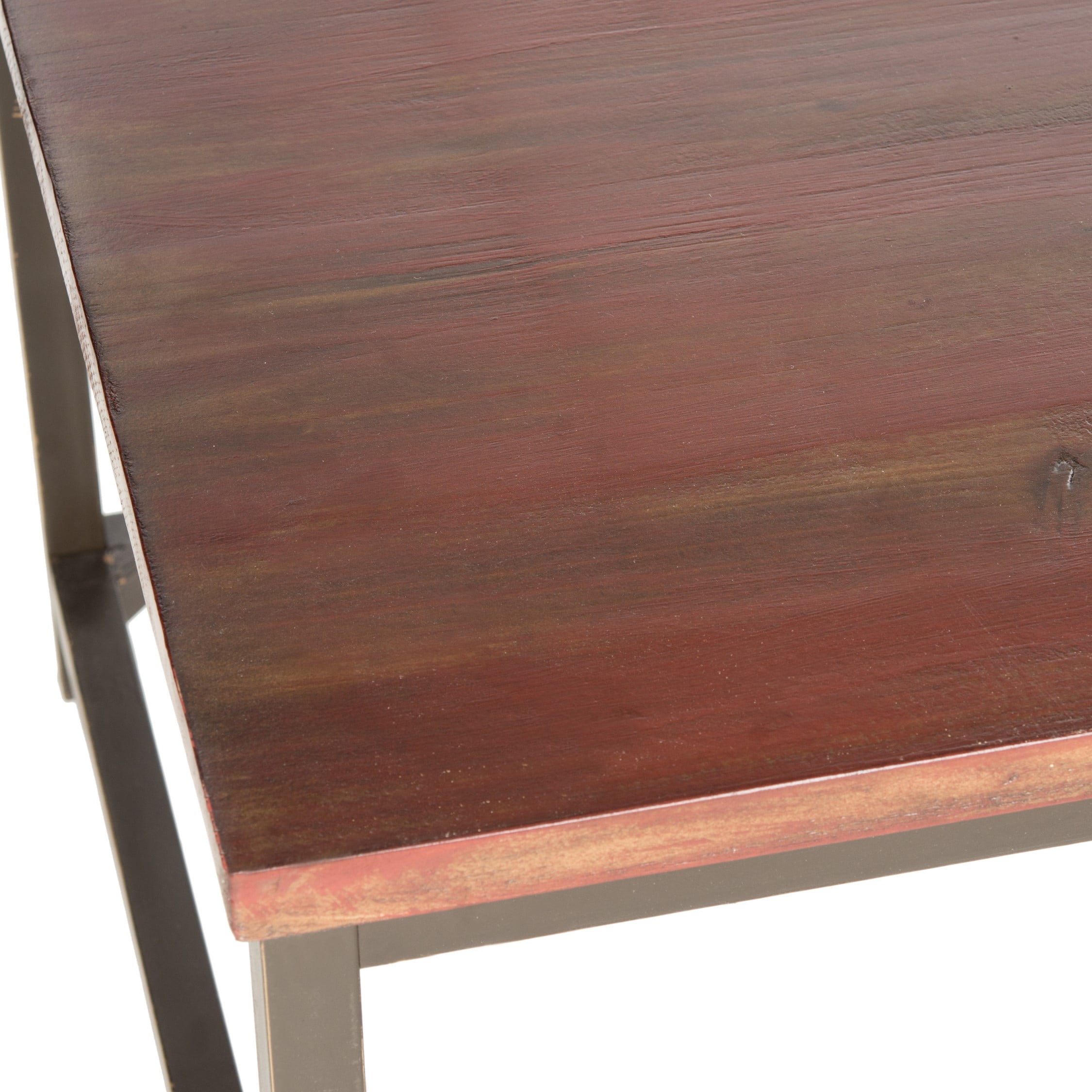 SAFAVIEH Alec Industrial Rustic Coffee Table, Distressed Red