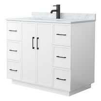 Elan TK 42" White Single Vanity & White Carrara Marble Top & Black Trim