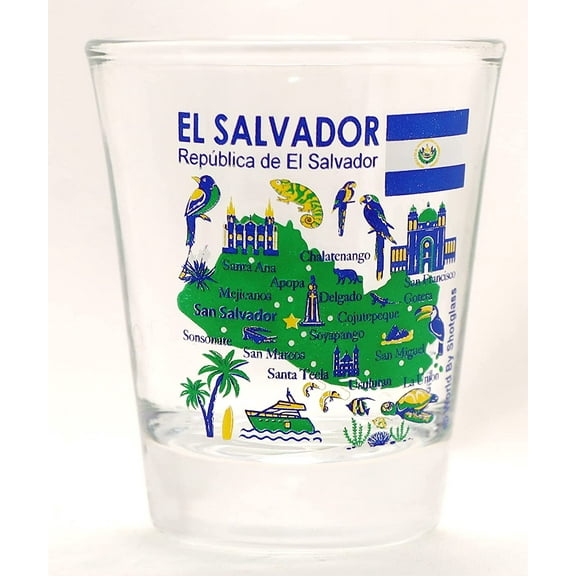 El Salvador Landmarks and Icons Collage shot glass