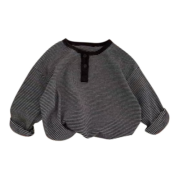 LNMQLPDBS Classic Striped Tops for Toddler Kids Girls Long Sleeve Henley Top Soft Casual Crew Neck Shirt for Daily Wear Outdoor Play Lightweight Comfortable Kids Basic Top Casual Outfits