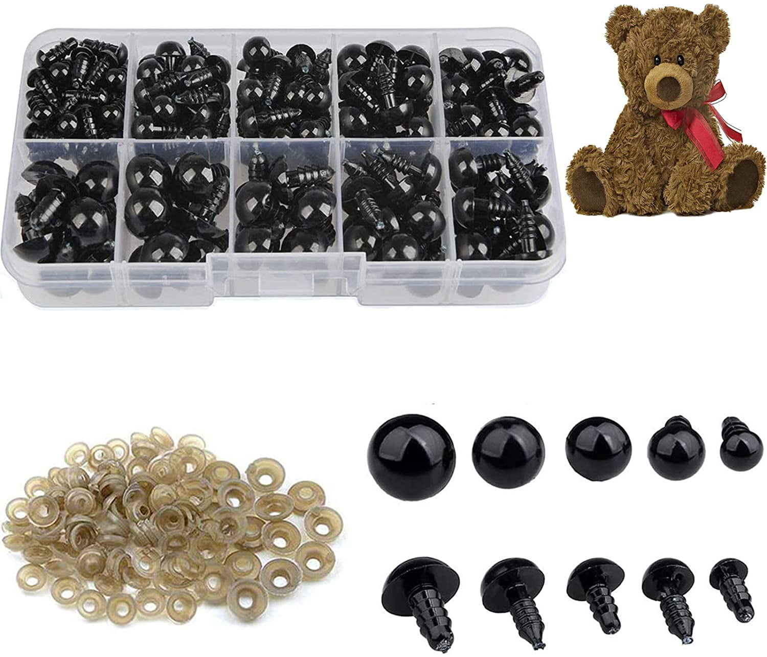142pcs Plastic Safety Eyes Toys for Teddy Bear Doll Making Craft Screws Eyes 