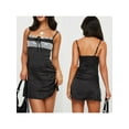 thumbnail image 6 of Women Y2k Mini Dress Tie-up Front Spaghetti Strap Lace Patchwork Bodycon Dress Clubwear, 6 of 7