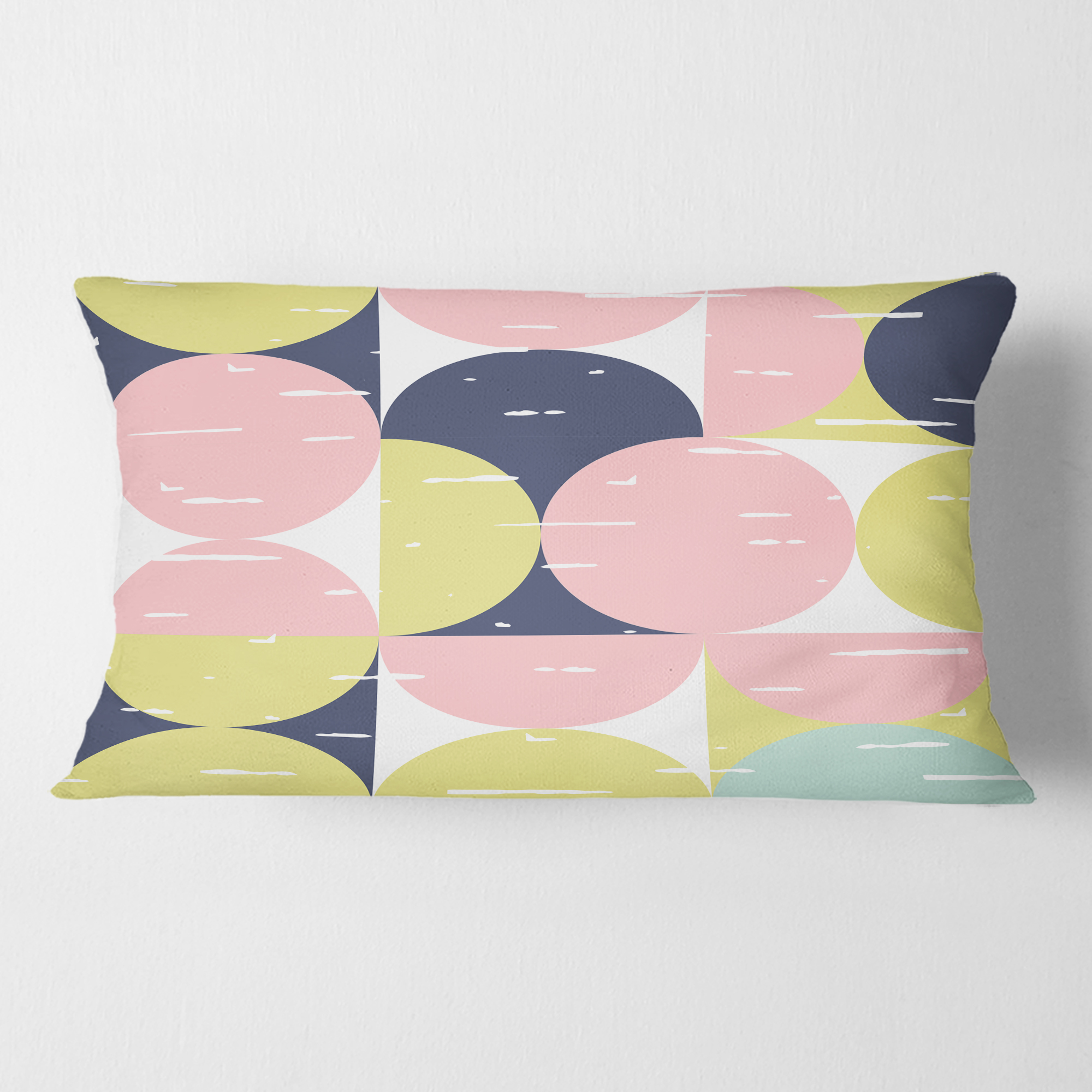 Designart Retro Pastel Circular Pattern I' Mid-Century Modern Throw Pillow - 12x20