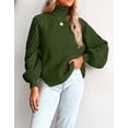 thumbnail image 4 of Sweaters for Women Mock Neck Cable Knit Sweater Ribbed Lantern Sleeve Knitted Pullover Sweater Alsol Lamesa, 4 of 5