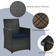 thumbnail image 5 of Topbuy 3 Piece Steel PE Rattan Sponge Tempered Glass Dining Furniture Sets Mix Brown/Navy, 5 of 9