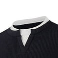 thumbnail image 4 of Mens V Neck Sweater Casual Cable Knit Slim Fit Pullover Long Sleeve Fall Winter Fake Two Piece Sweaters (XXL, Black), 4 of 5