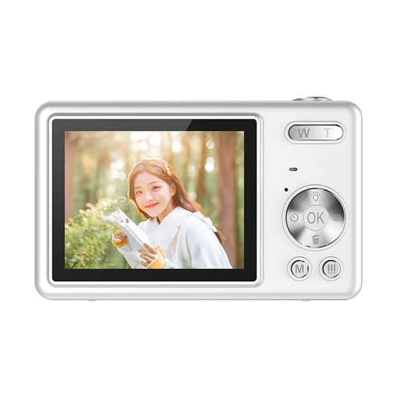 White Beginner Digital Camera With 1080P Hd 48Mp 16X Zoom Lightweight Body And Included Accessories For Learning Photography Skills