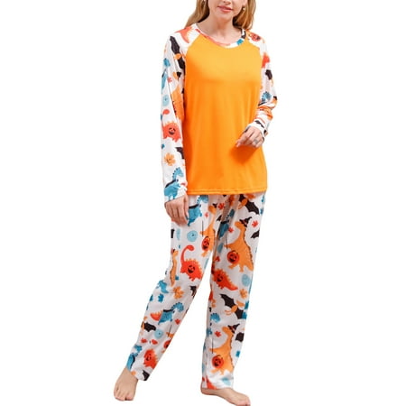 

Family Pajamas Matching Sets Halloween Pumpkin Orange Sleepwear for Women Men and Kids Holiday PJS Set-men