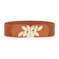 thumbnail image 2 of ZHENHONG Buckle Belt for Women Fashion Wild Wide Waistband Elastic Stretch Dress Waist Belt Buckle Band Women's Accessories Belt Brown, 2 of 3