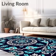thumbnail image 2 of ODIKA 4x6 Machine Washable Non-Slip Area Rug, Boho Ornate Floral Motifs High Traffic Rug, Blue, 573223, 2 of 7