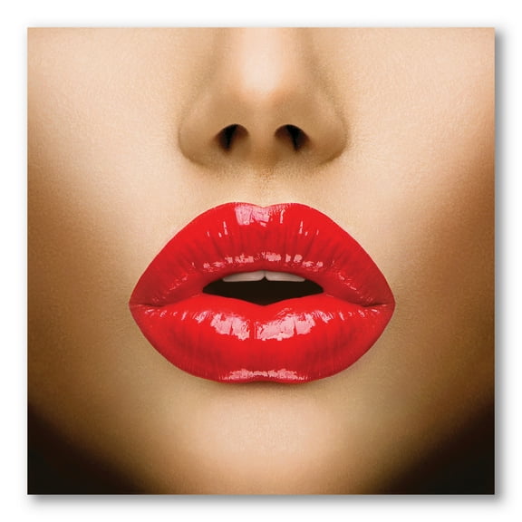 Designart ' Sexy Woman Lips Beautiful Make-Up Close-Up Kiss ' Modern Canvas Wall Art Print